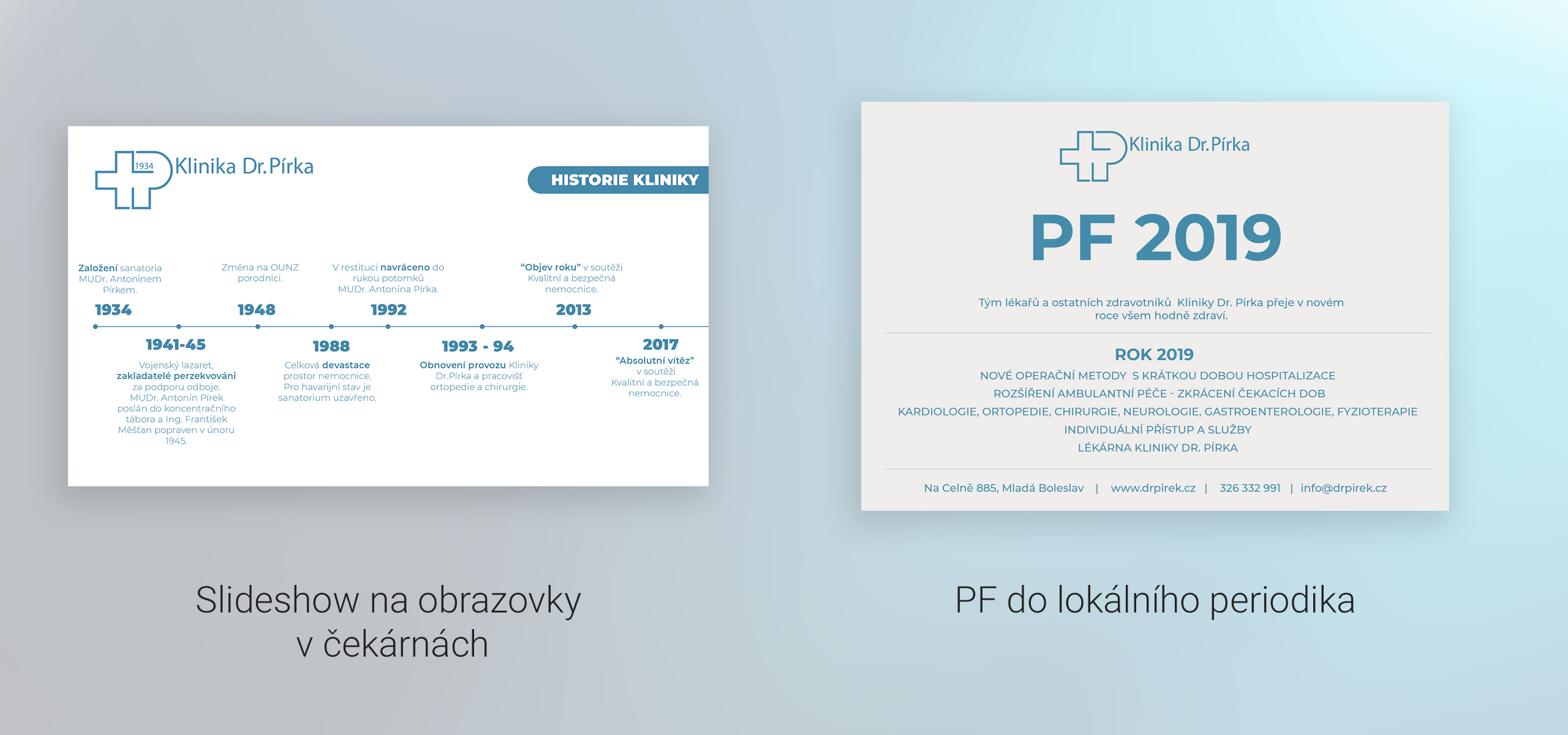 Grafika na obrazovky v budově kliniky
